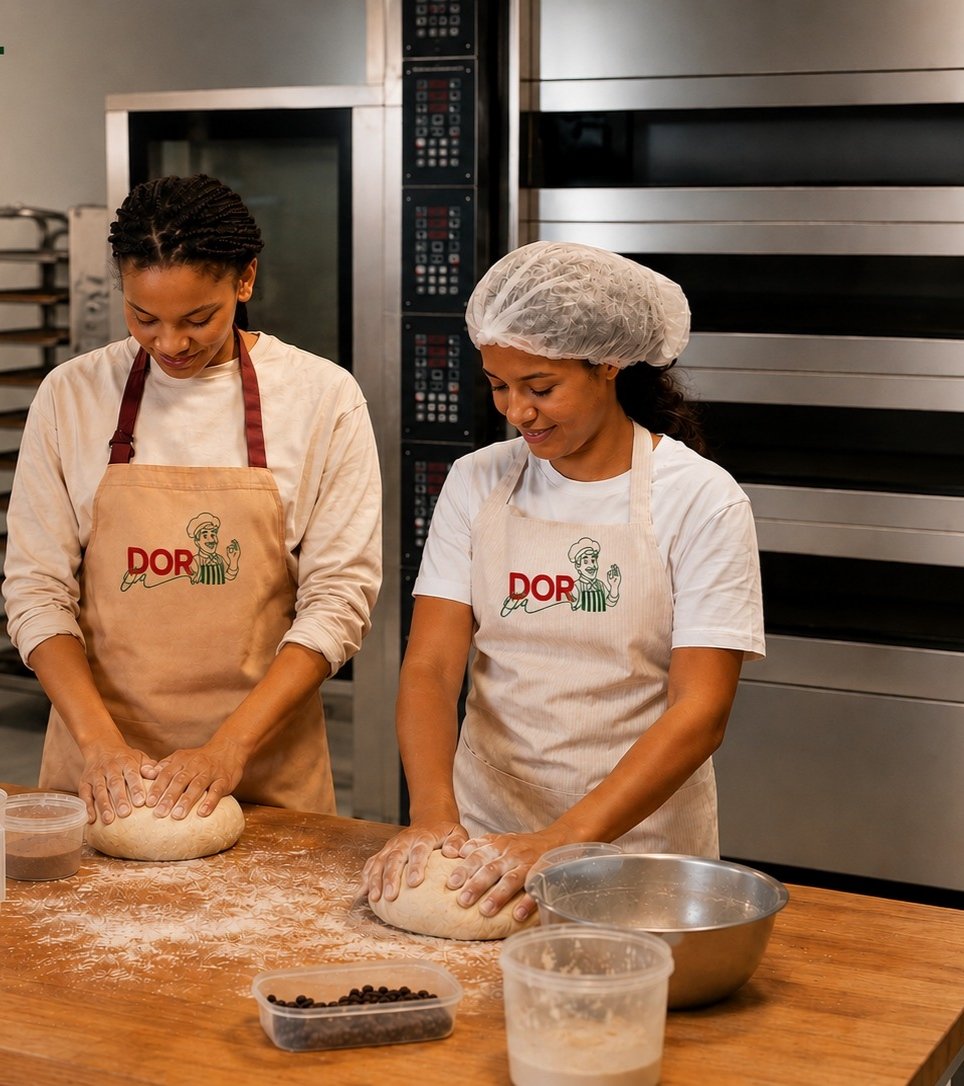 DorOne bakers kneading dough by hand